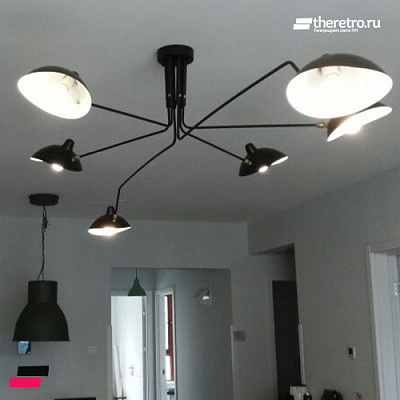 Serge Mouille 3 Arm Ceiling фото 11